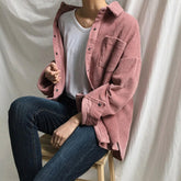 Camisa blusa holgada retro de pana sólida